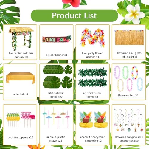 Auihiay 126PCS Abundant Tiki Bar Hut Kit, Portable Outdoor Tiki Bar Decor - Image 3