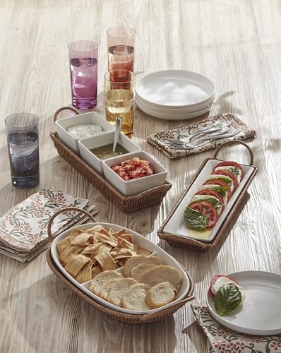 Oneida Willow and White Stoneware Serving Tray with Server - Image 7