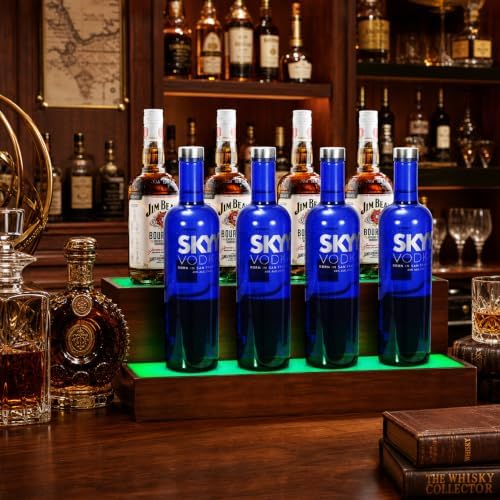 LED Liquor Bottle Display Shelf, 2 Tier Real Wood Bar Shelves for Liquor Bottles, Lighted Bar Bottle Display Shelf with Remote, Bottle Organizer for Home Bar, Holds Up to 10 Bottles, No Assembly - Image 7