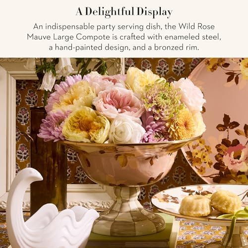 MACKENZIE-CHILDS Enamel Compote, Large, Wild Rose Mauve - Image 2