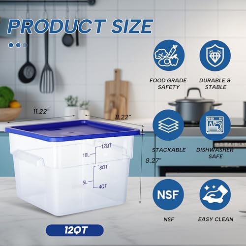 4 Pack 12QT Square Food Storage Containers with Lids - Image 3