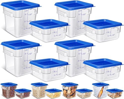 Yungyan 8 Pcs Restaurant Food Storage Containers with Lids Set, Blue Lids by Yungyan