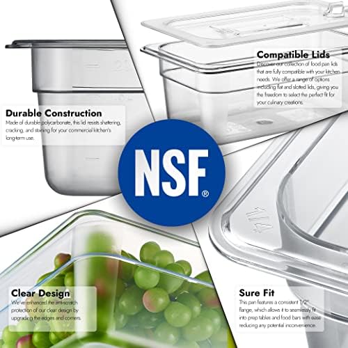 CURTA 6-Pack 1/4 Size 4" Deep NSF Polycarbonate Food Pans | Dishwasher & Freezer Safe Clear Container for Prep Tables, Buffet, Salad Bar, Commercial & Home Kitchen - Image 5