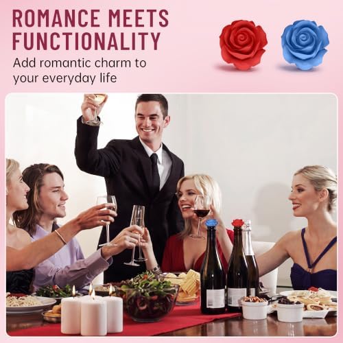 2‑Pack Silicone Wine Stoppers, Rose Shaped Bottle Stoppers - Image 5