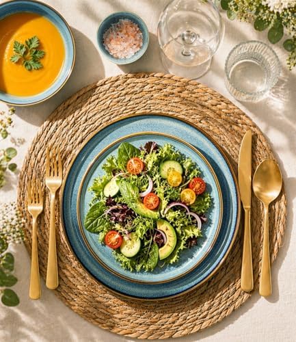 GBHOME Dinnerware Sets for 6, 18 Pieces Ceramic Plates and Bowls Set - Image 6