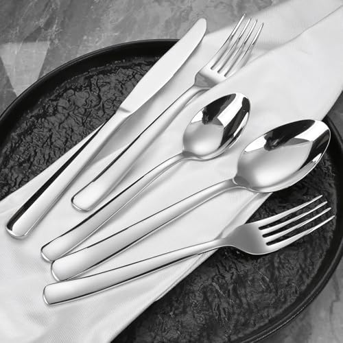 Silverware Set for 12, Prendcyx 60-Piece Heavy Duty Flatware Cutlery Set, 18/0 Food-Grade Stainless Steel Tableware Set, Dishwasher Safe for Home, Restaurant, Wedding, Party, Mirror Polished - Image 7