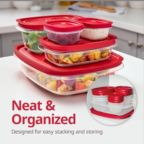 Rubbermaid EasyStore Rectangle, Square, and Round Containers, 34-Piece Set, Food Storage Containers, Food Storage Containers with Lids - Image 2