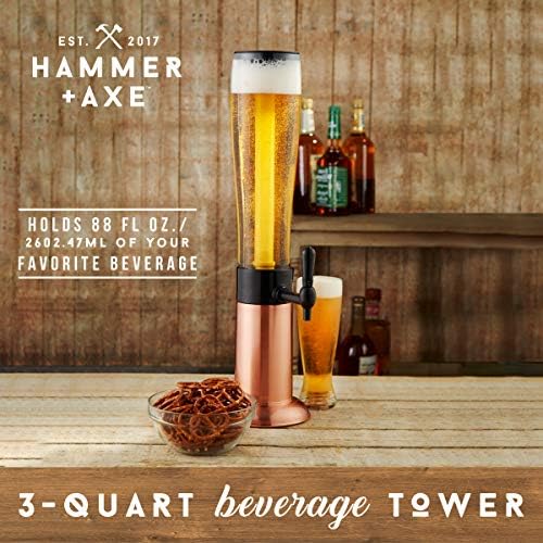 Hammer + Axe Beverage Dispenser – 88 oz Party Drink Dispenser with Ice Tube & Tap| Drink Fountain for Beer, Water, Iced Tea| Mimosa Tower| Margarita Tower| BBQ & Tailgate Essential| Home Bar Accessory - Image 2