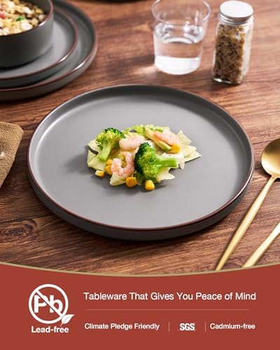 Famiware Nebula Ridge 18-Piece Stoneware Dinnerware Set, Dark Gray - Image 6