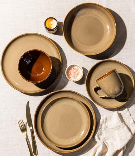 LeRatio Ceramic Dinnerware Sets for 4,12Pcs Porcelain Plates and Bowls Set - Image 6