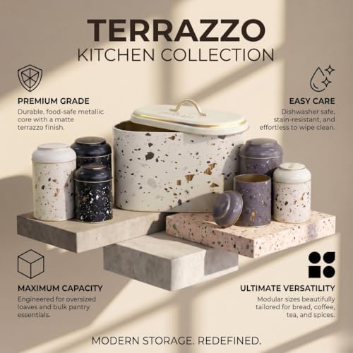 MARIA ROMA 7 Pcs Bread Box Set for Kitchen Countertop and Canisters Sets for the Kitchen Ideal for Bread Basket Sugar Container Coffee Canister Tea Tin Breadbox Vintage and Rustic Model - Image 4