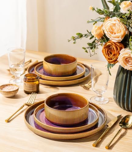 TheTerra Ceramic Dinnerware Set for 4, 16-Piece Plates and Bowls Set - Image 5