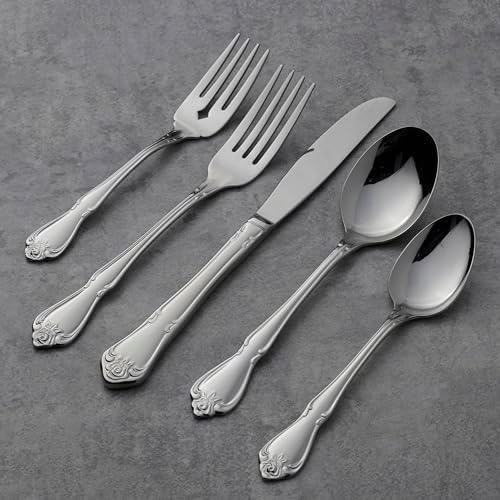 Oneida True Rose Teaspoons Silverware Set for 4, Flatware - Image 3