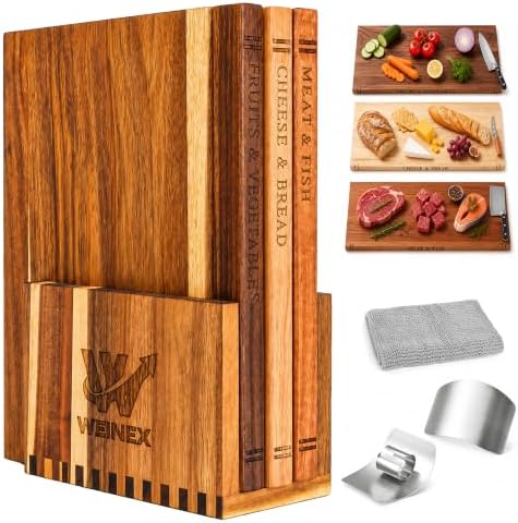 Book Cutting Board Set with Stand, Acacia Wood by Unknown