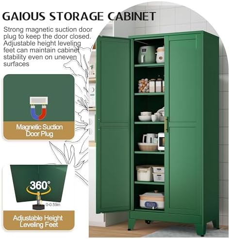 GAIOUS 75.2" Tall Kitchen Food Pantry, Metal Pantry Cabinet with 2 Door - Image 5