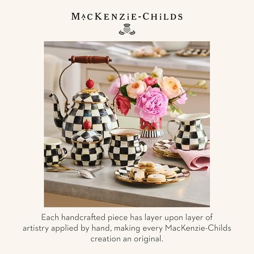 MACKENZIE-CHILDS Tea Kettle, 3 Quarts, Black-and-White Courtly Check - Image 6