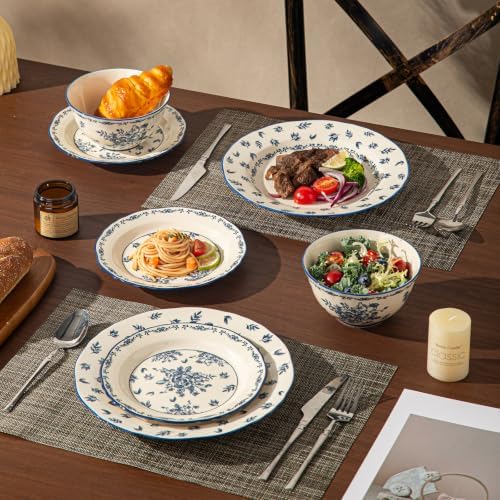 Ceramic Dinnerware Set, Series Kavara Ⅱ, (Vintage Cobalt Blue) - Image 4