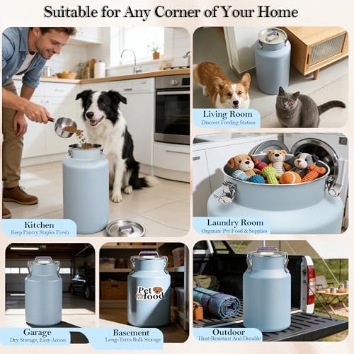 UPSKYPET 25lb Stainless Steel Dog Food Storage Container with Lid and Scoop - Image 6