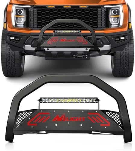 Nilight Bull Bar with Light Bar Compatible with Ford F-150 2004-2026 | Includes License Plate Hole Brush Guard, Front Bumper Push Bar w/Grille Skid Plate Light Mount by Nilight