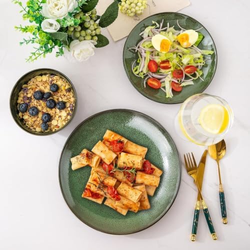 LeRatio Ceramic Dinnerware Sets for 4,12Pcs Porcelain Plates and Bowls Set - Image 4
