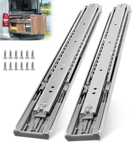 Thickened 200Lbs Soft Close Heavy Duty Drawer Slides 1 Pair 28 Inch Full Extension Ball Bearing Self Slow Closing Rails Kitchen Cabinet Tool Box Runners Tracks Glides (1/2" Thick, 28" L) by VITERLYNX
