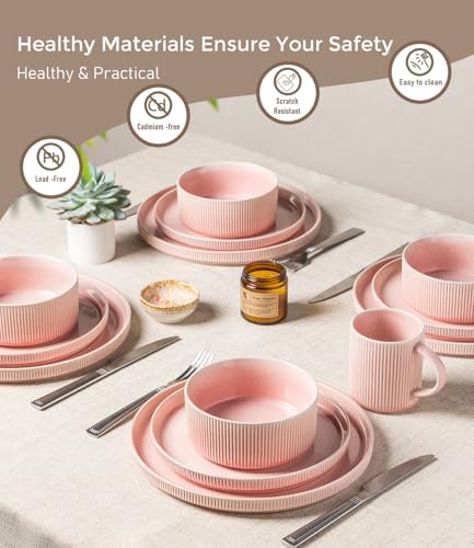 GBHOME Stoneware Dinnerware Sets for 6,18-Piece Plates and Bowls Set - Image 5