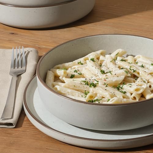 Gibson Elite Gelston Stoneware Matte Reactive Glaze 16 Piece (Service for 4) Plates and Bowl Dinnerware Set - Cream - Image 2