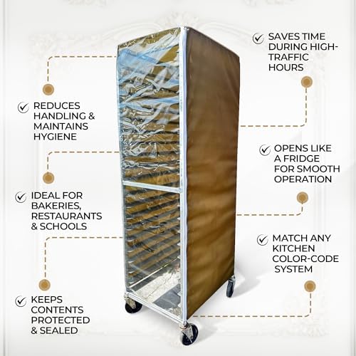 Bakery Food Pan Sheet Rack Cover | Size: 23" W x 28" L x 63" H | Material: Heavy-duty Nylon | Zippers: 2 | Color:Beige | Pack of 1 - Image 6