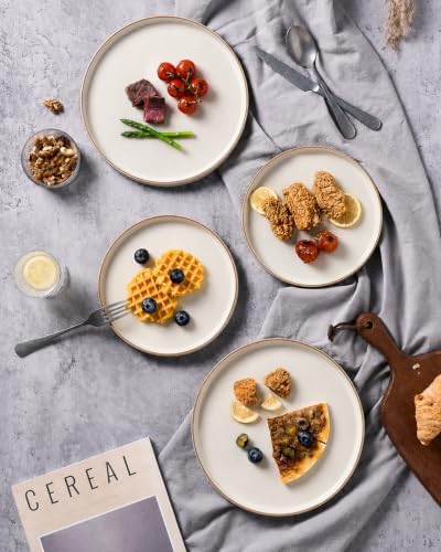 famiware Star 10/8 inches Salad Plates Set for 6, Cream - Image 6