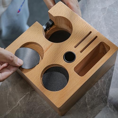 58mm Espresso Tamping Station Compact Portafilter Stand and Coffee Accessories Organizer for Espresso Machines with Tamper Holder, Distributor Slot, and Multi-Accessory Storage - Image 2