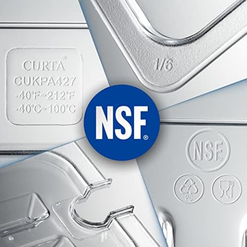 CURTA 6 Pack NSF Notched Food Pan Cover, 1/2 Size Clear Polycarbonate Lid with Handle for Commercial Food Pan, Dishwasher & Freezer Safe Plastic Clear - Image 6