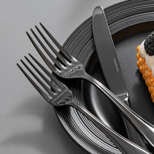 18/10 Stainless Steel Silverware Set for 4, 20 Piece Black Flatware Set - Image 5