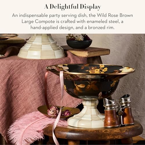 MACKENZIE-CHILDS Enamel Compote, Large, Wild Rose Brown - Image 2