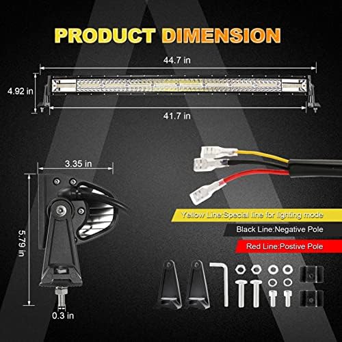 Auxbeam 42 Inch LED Light Bar, 240W Curved Off Road Amber White Combo Beam - Image 5