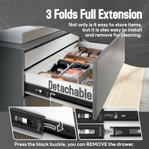 1 Pair 18 inch Soft Close Drawer Slides Side Mount Rails - Image 5