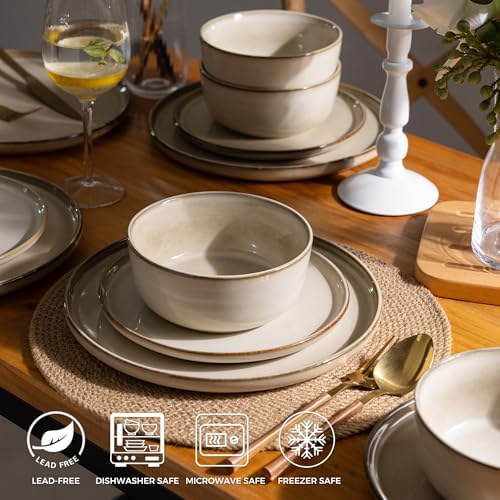 GBHOME Dinnerware Sets for 8, 32 Pieces Ceramic Plates and Bowls Set - Image 6