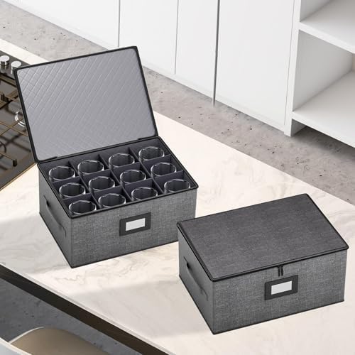 2-Pack Wine Glass Storage Box with Dividers, Hard Shell Stemware Storage - Image 5