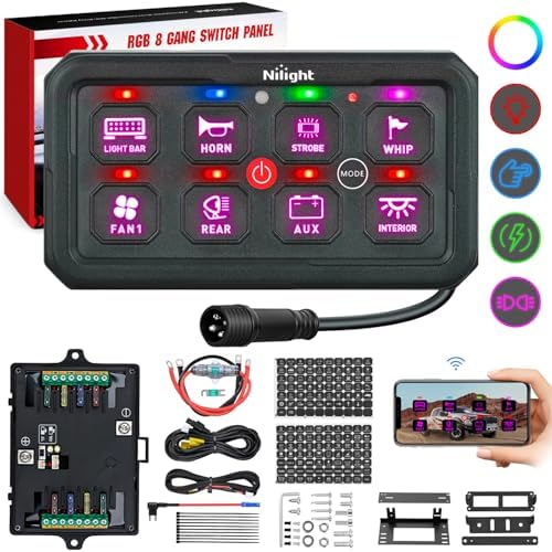 Nilight 8 Gang Switch Panel APP RGB 12V 24V Circuit Control System 4-Mode by Nilight