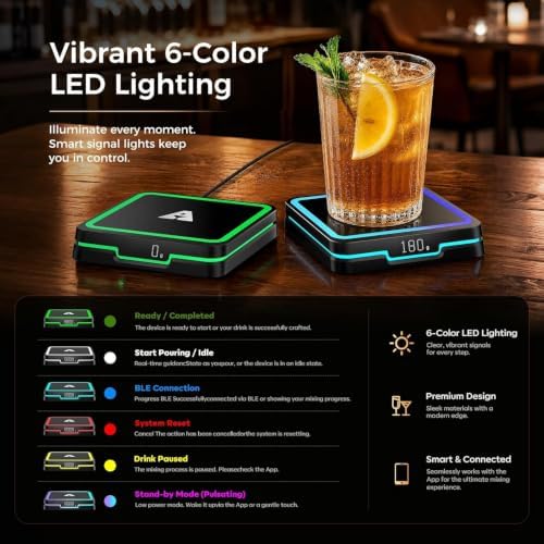Kiddush Cups&Sets KAVAZ Smart Cocktail Maker with LED Pour Guidance, Black - Image 5