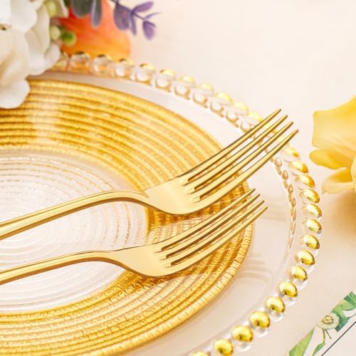 18/10 Stainless Steel Silverware Set for 8, 40 Piece Gold Flatware Set - Image 5