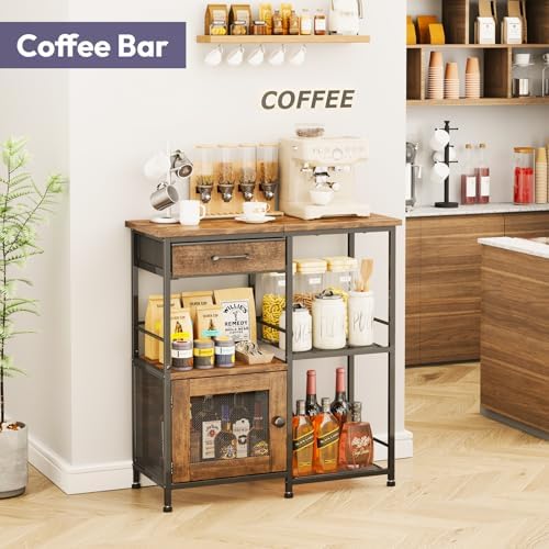 SWTYMIKI Coffee Bar Cabinet for Home - Farmhouse Coffee Stand Station Multi-Purpose Buffet Sideboard Cabinet with Drawers - Kitchen Bar Table for Living Room, Corner, Small Space, Espresso - Image 6