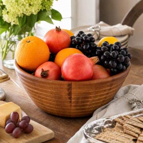 Arthur Court Large Acacia Wooden Hive-Style Salad Bowl - Unique Serving Bowl for Fruits, Snacks, and Salads - 5" H x 12" Diameter - Image 5