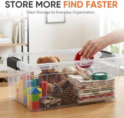 Superio Storage Bins with Lids, Clear Plastic Containers for Organizing, Stackable Totes, BPA Free, Odor Free, Organizer Boxes for Home, and Dorm (4 Pack, 36 Qt) - Image 2