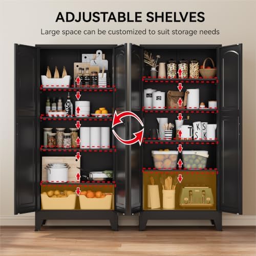 COFaR 71" Black Arched Storage Cabinet for Living Room and Home Office - Image 6