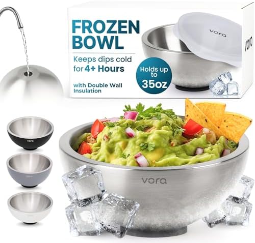 35oz Stainless Steel Dip Chiller Bowl with Lid (1 Pack) by VORA