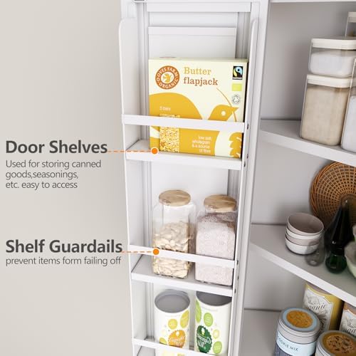 GAIOUS 74.8" Tall Metal Food Cabinet, White Kitchen Pantry Cabinet - Image 5