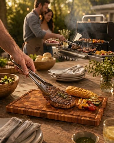 Checkered Cutting Board,18" x 12" X-Large Bamboo Cutting Board for Kitchen - Image 2