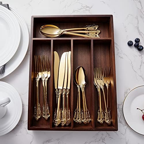 KEAWELL Luxury 20-Piece 18/10 Stainless Steel Flatware Set (Gold) - Image 3