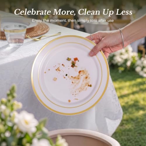 BESTVIP 600PCS Gold Dinnerware Set for 100 Guests, - Image 6