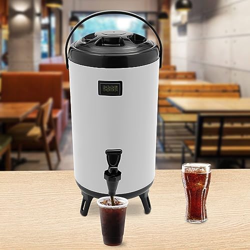 Hot Beverage Dispenser, 12L/3.17Gal Insulated Beverage Dispensers Insulated Thermal Hot and Cold Beverage Dispenser with Spigot & Thermometer Stainless Steel Drink Dispenser for Tea Coffee Milk - Image 4